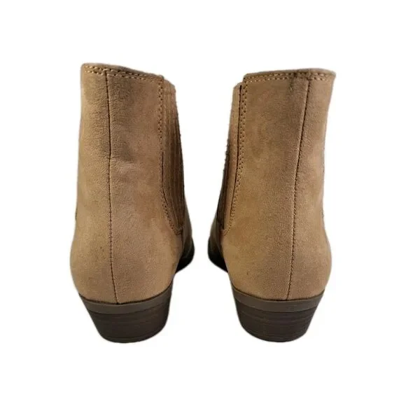Universal Thread Faux Suede Brown Cowgirl Ankle Boots Womens Sz 7 Elastic Sides - Picture 4 of 8